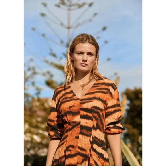 Mango tiger print midi dress - Picture 4 of 12